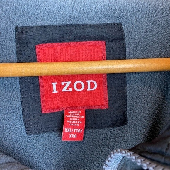 IZOD Men’s Black Zip Up Hooded Fleece Lined Long Sleeve Jacket Coat XXL - Picture 6 of 6